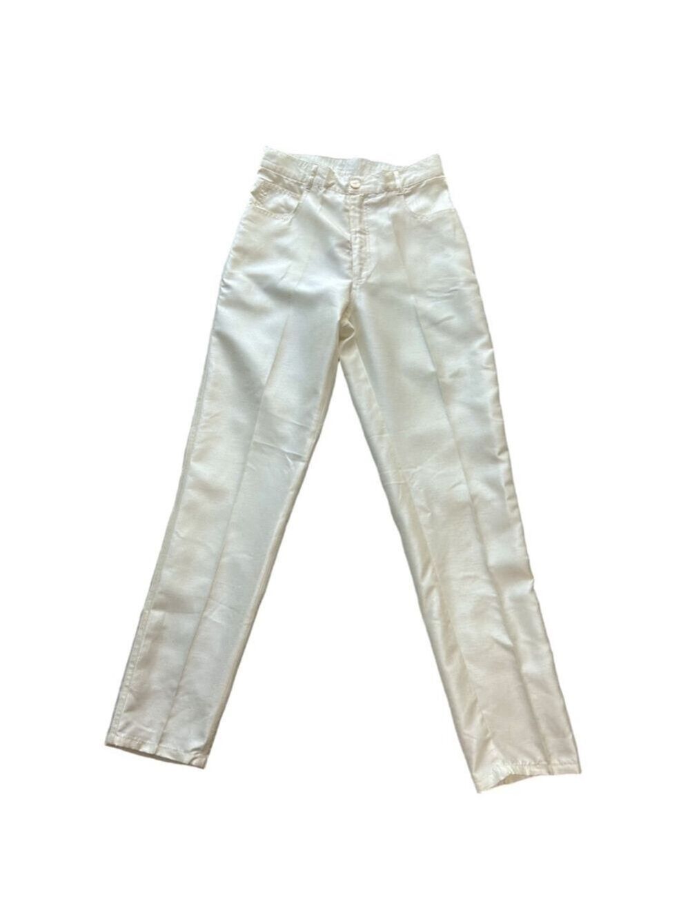 MESMERIZE Women’s White Straight-Leg Pants Size 6 Slub Texture Polyester